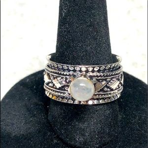 💍⭐️silver ring wide band “fidget” meditation -with moonstone